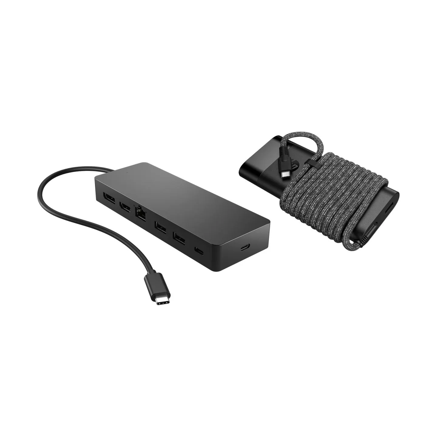 HP Universal USB-C Multiport Hub with 65W Power Adapter Notebook Charger - 2x USB-A, 2x USB-C(65W/Data), DisplayPort/HDMI, RJ-45