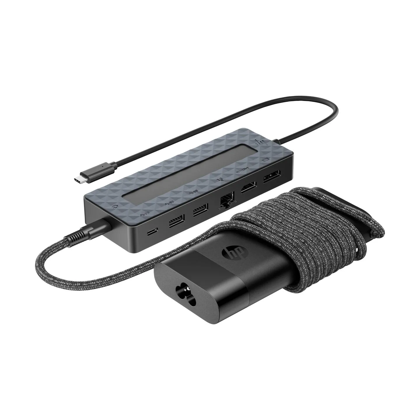 HP Universal USB-C Multiport Hub with 65W Power Adapter Notebook Charger - 2x USB-A, 2x USB-C(65W/Data), DisplayPort/HDMI, RJ-45