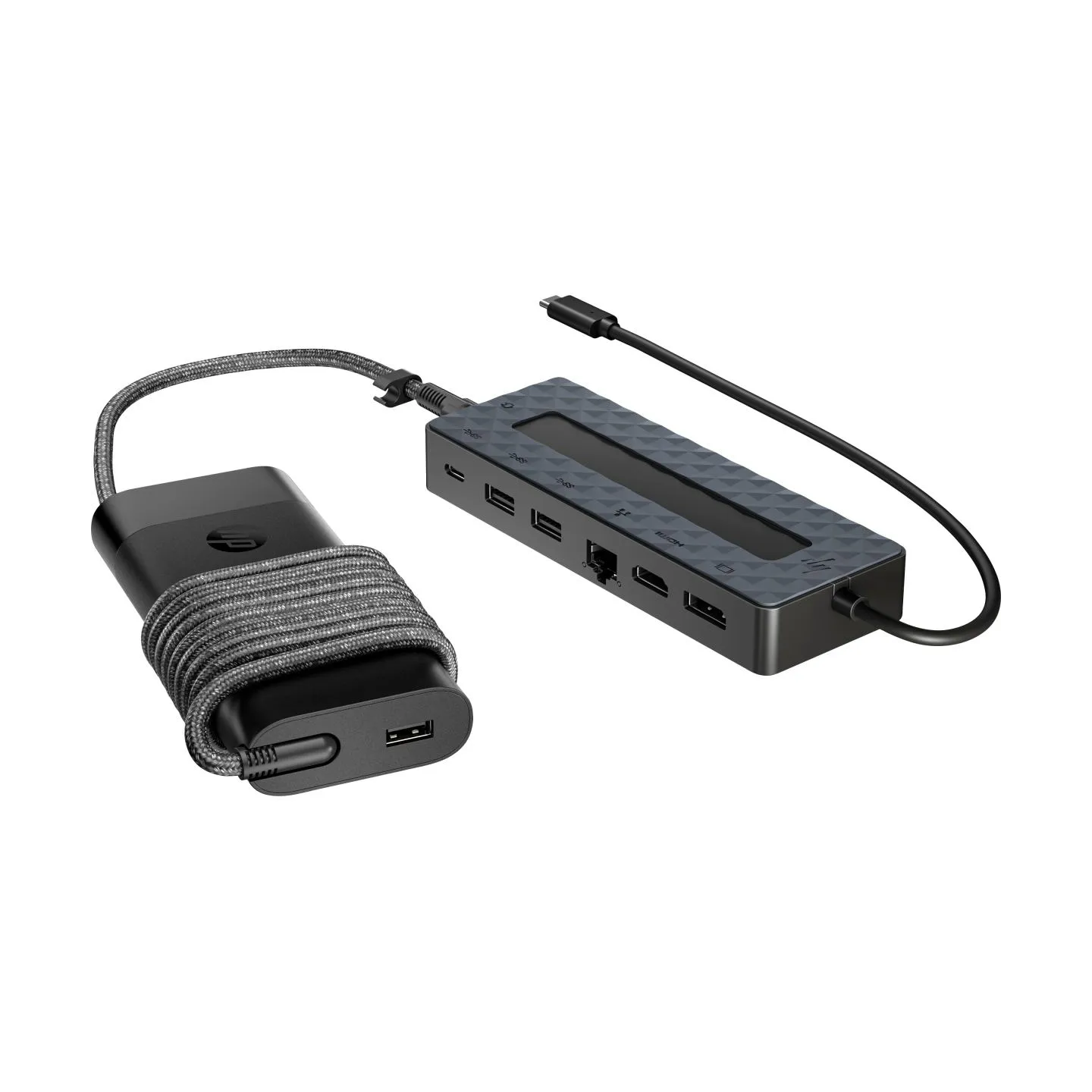 HP Universal USB-C Multiport Hub with 65W Power Adapter Notebook Charger - 2x USB-A, 2x USB-C(65W/Data), DisplayPort/HDMI, RJ-45