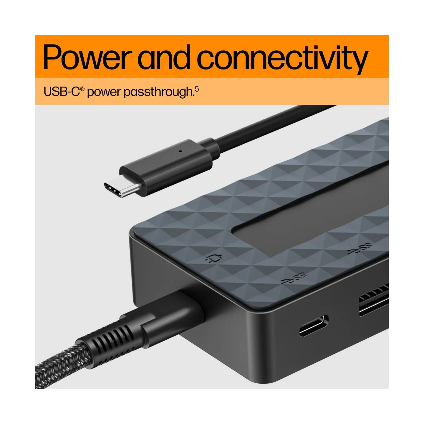 HP Universal USB-C Multiport Hub with 65W Power Adapter Notebook Charger - 2x USB-A, 2x USB-C(65W/Data), DisplayPort/HDMI, RJ-45