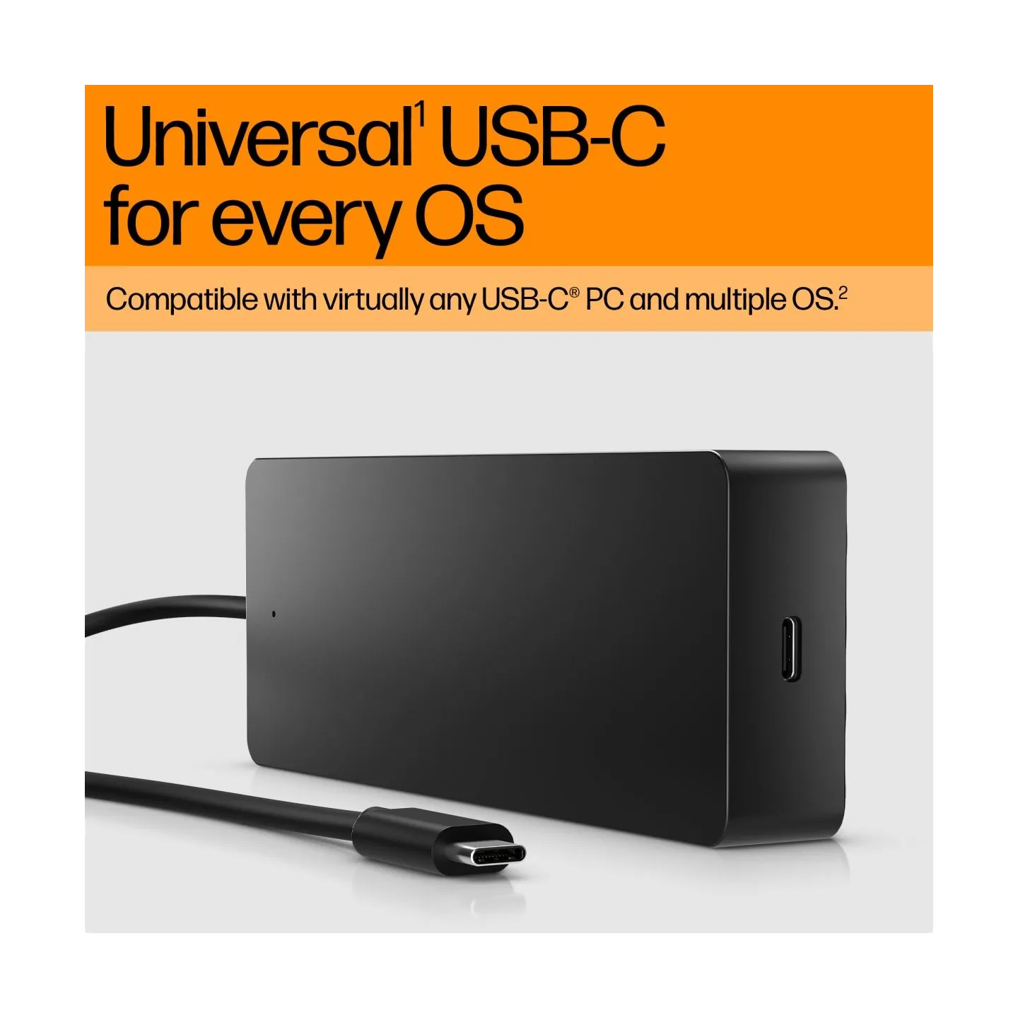 HP Universal USB-C Multiport Hub with 65W Power Adapter Notebook Charger - 2x USB-A, 2x USB-C(65W/Data), DisplayPort/HDMI, RJ-45