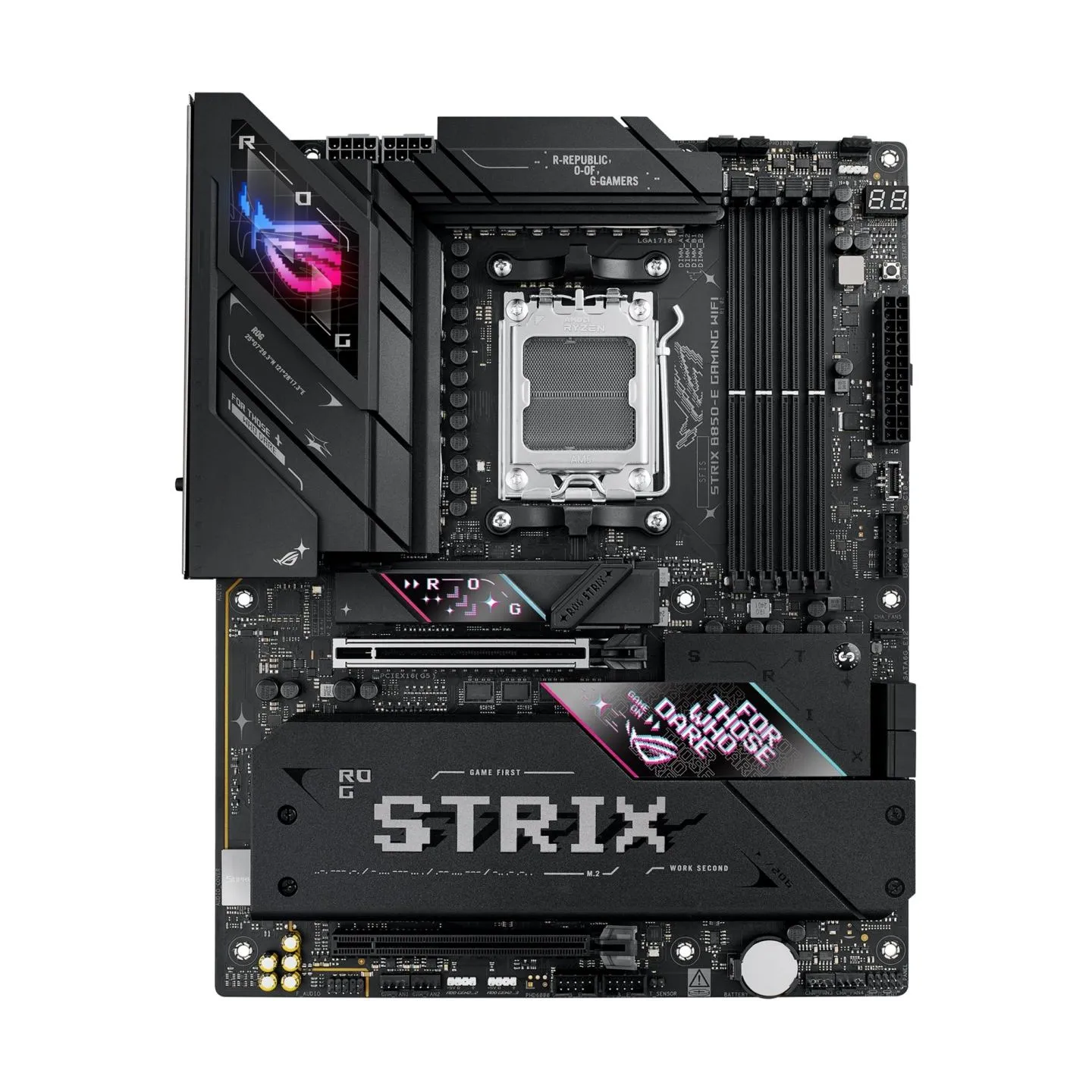 Asus ROG STRIX B850-E GAMING WIFI | Processor family AMD | Processor socket AM5 | DDR5 | Supported hard disk drive interfaces SA