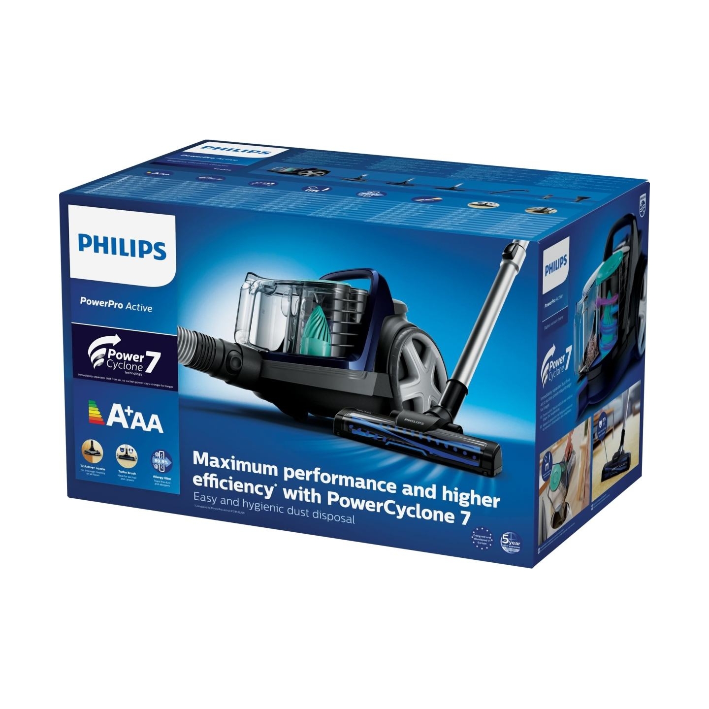 Philips | Vacuum cleaner | PowerPro Active FC9556/09 | Bagless | Power 900 W | Dust capacity 1.5 L | Blue