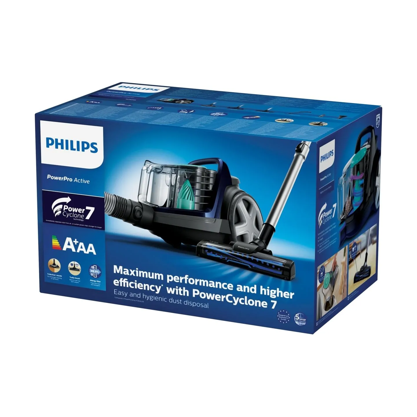 Philips | Vacuum cleaner | PowerPro Active FC9556/09 | Bagless | Power 900 W | Dust capacity 1.5 L | Blue