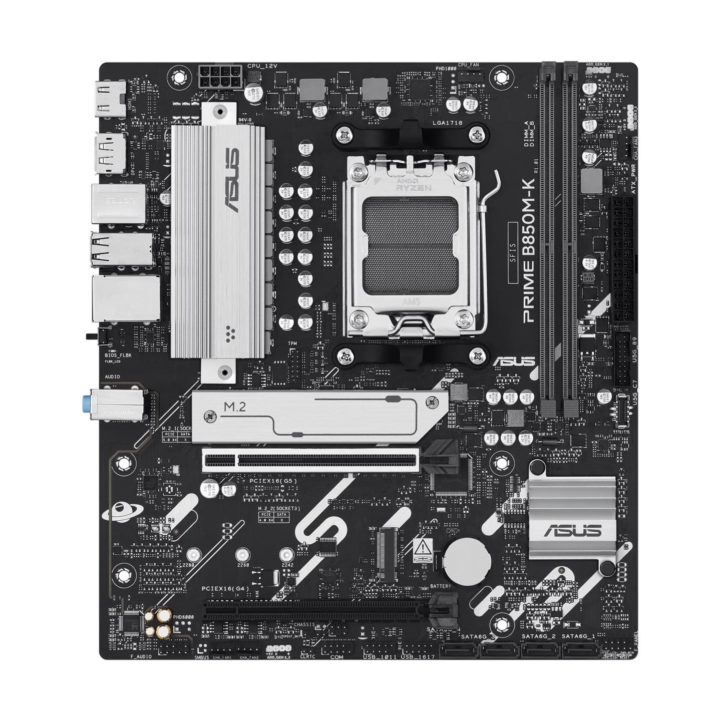 Asus PRIME B850M-K | Processor family AMD | Processor socket AM5 | DDR5 | Supported hard disk drive interfaces SATA, M.2 | Numbe