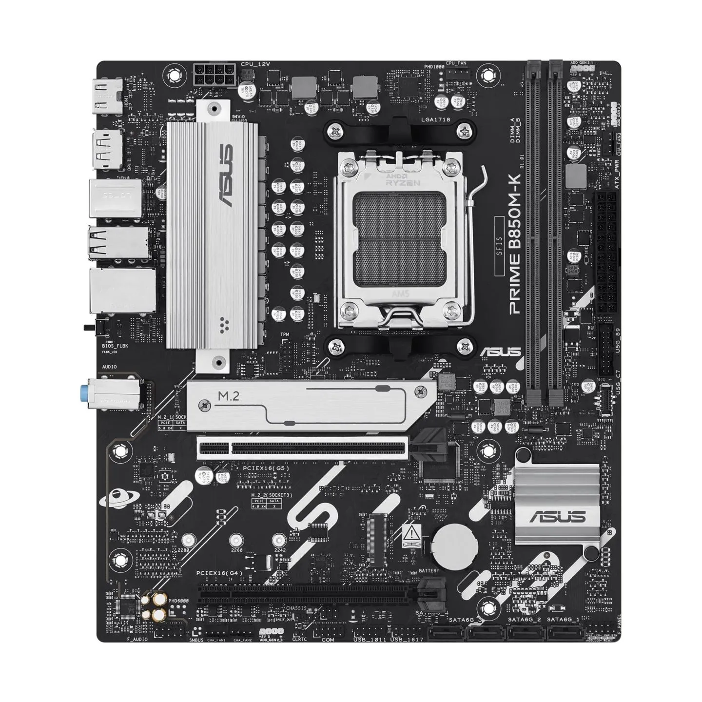 Asus PRIME B850M-K | Processor family AMD | Processor socket AM5 | DDR5 | Supported hard disk drive interfaces SATA, M.2 | Numbe