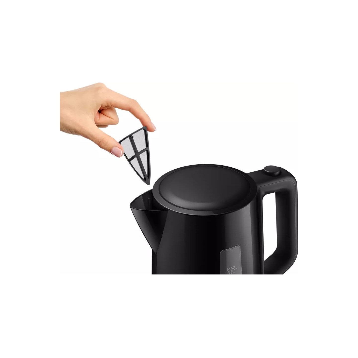 Philips Kettle HD9318/20 2200W 1.7l Orbit plastic kettle, spring lid, pilot light, black / HD9318/20