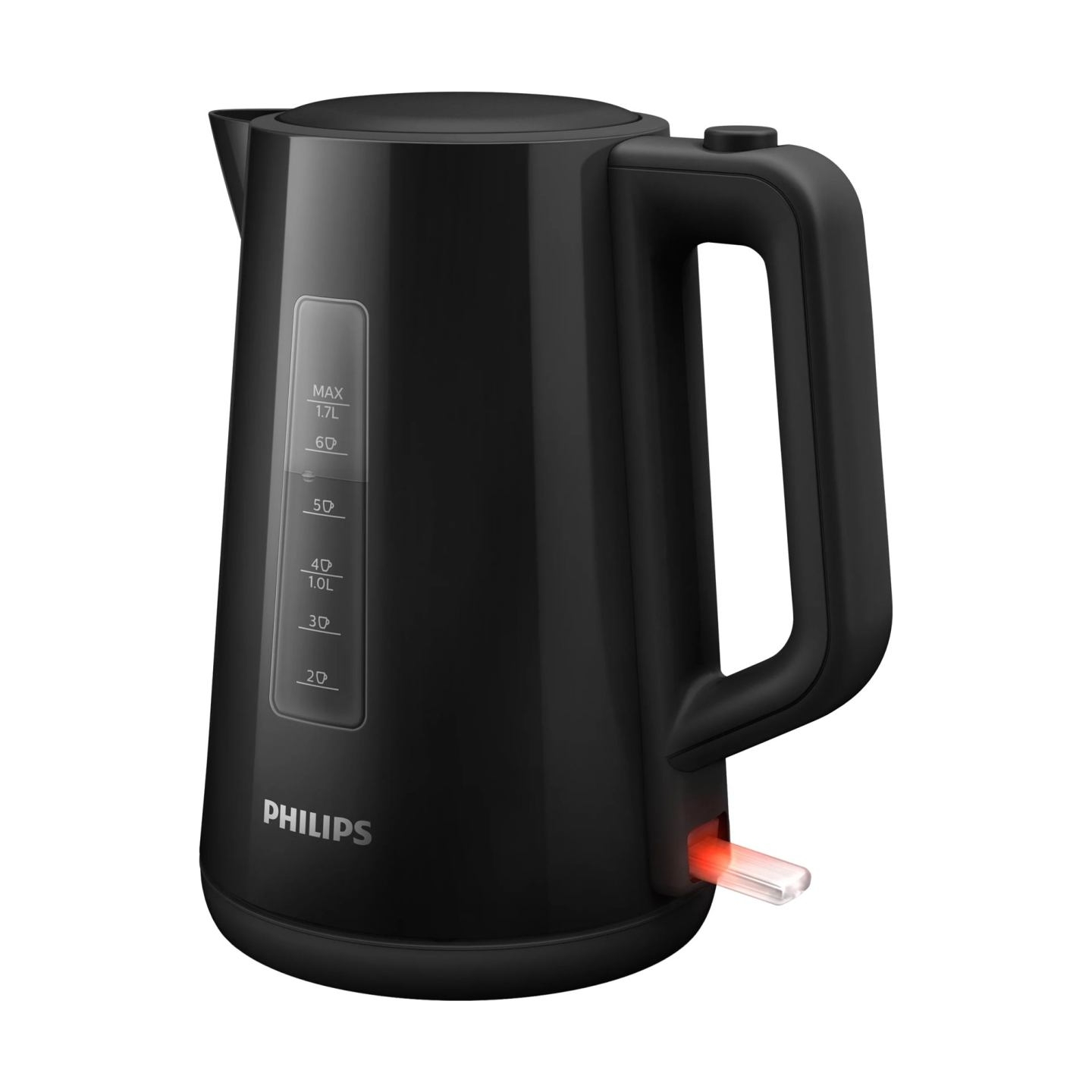 Philips Kettle HD9318/20 2200W 1.7l Orbit plastic kettle, spring lid, pilot light, black / HD9318/20