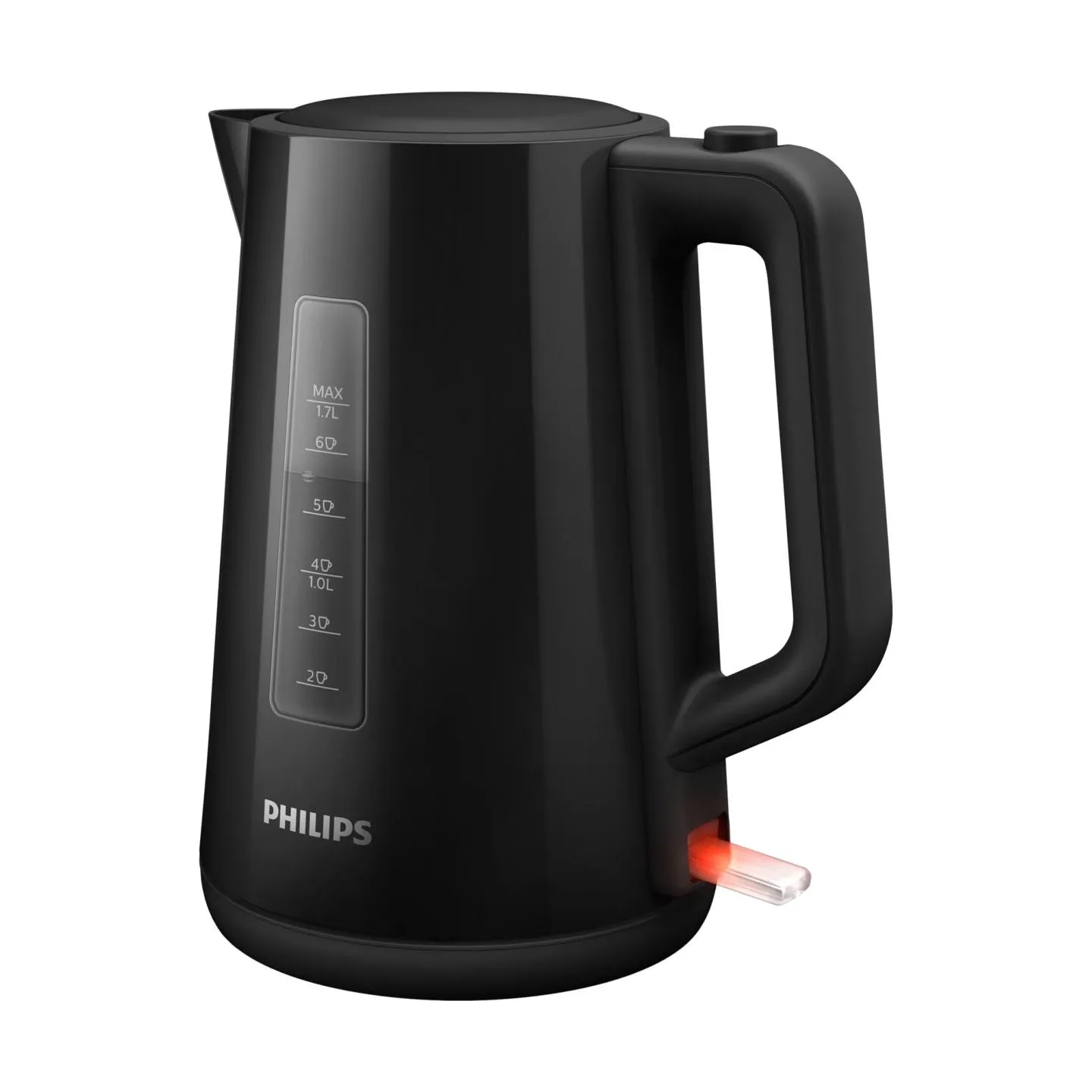 Philips Kettle HD9318/20 2200W 1.7l Orbit plastic kettle, spring lid, pilot light, black / HD9318/20