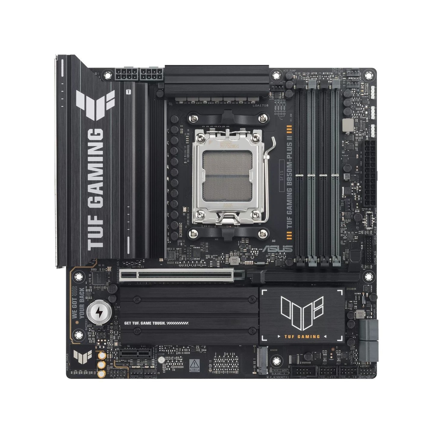 Asus TUF GAMING B850M-PLUS II | Processor family AMD | Processor socket AM5 | DDR5 | Supported hard disk drive interfaces SATA, 