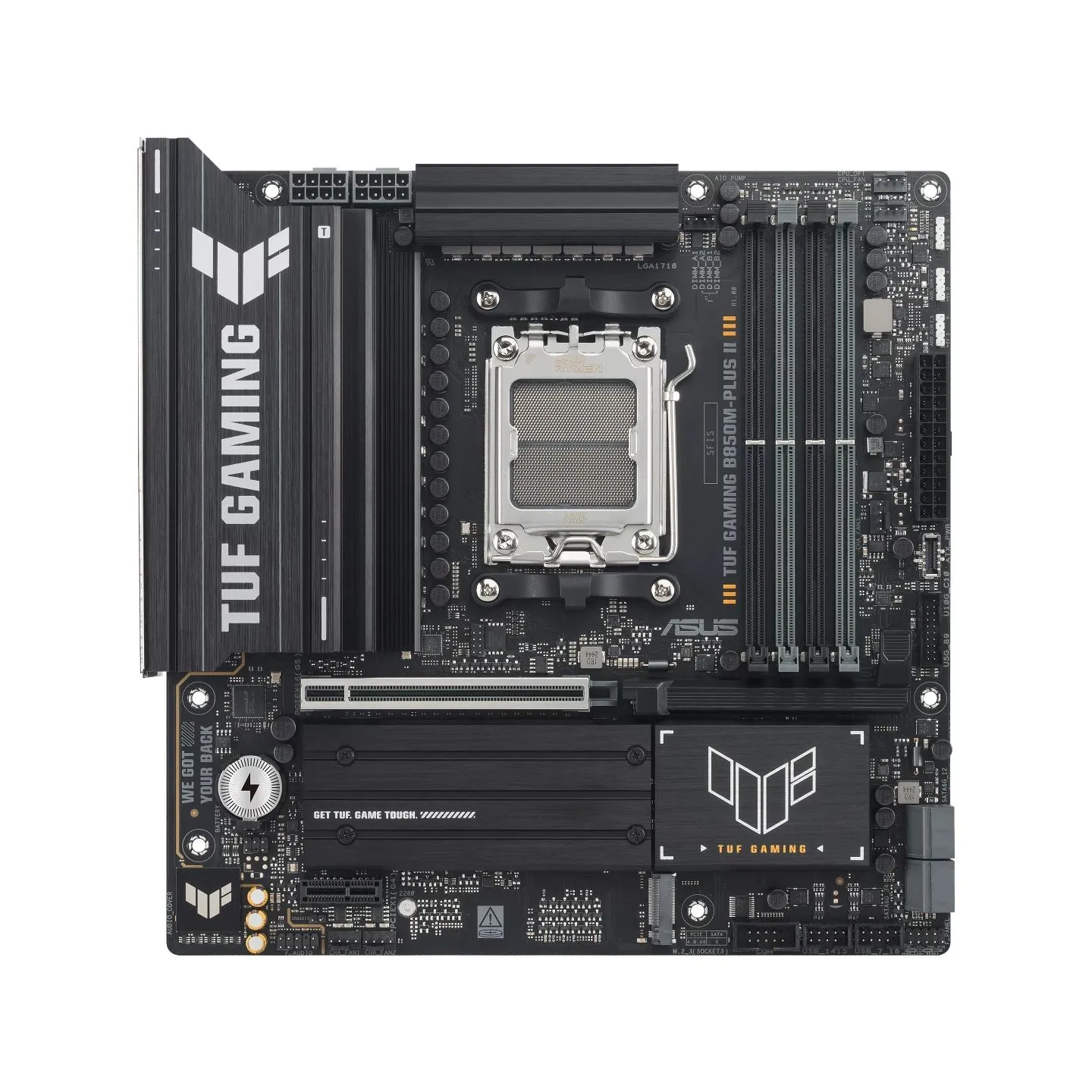 Asus TUF GAMING B850M-PLUS II | Processor family AMD | Processor socket AM5 | DDR5 | Supported hard disk drive interfaces SATA, 