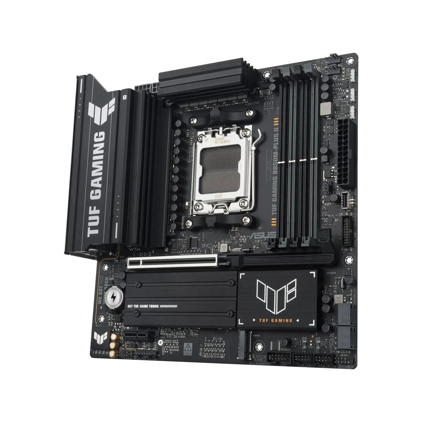 Asus TUF GAMING B850M-PLUS II | Processor family AMD | Processor socket AM5 | DDR5 | Supported hard disk drive interfaces SATA, 