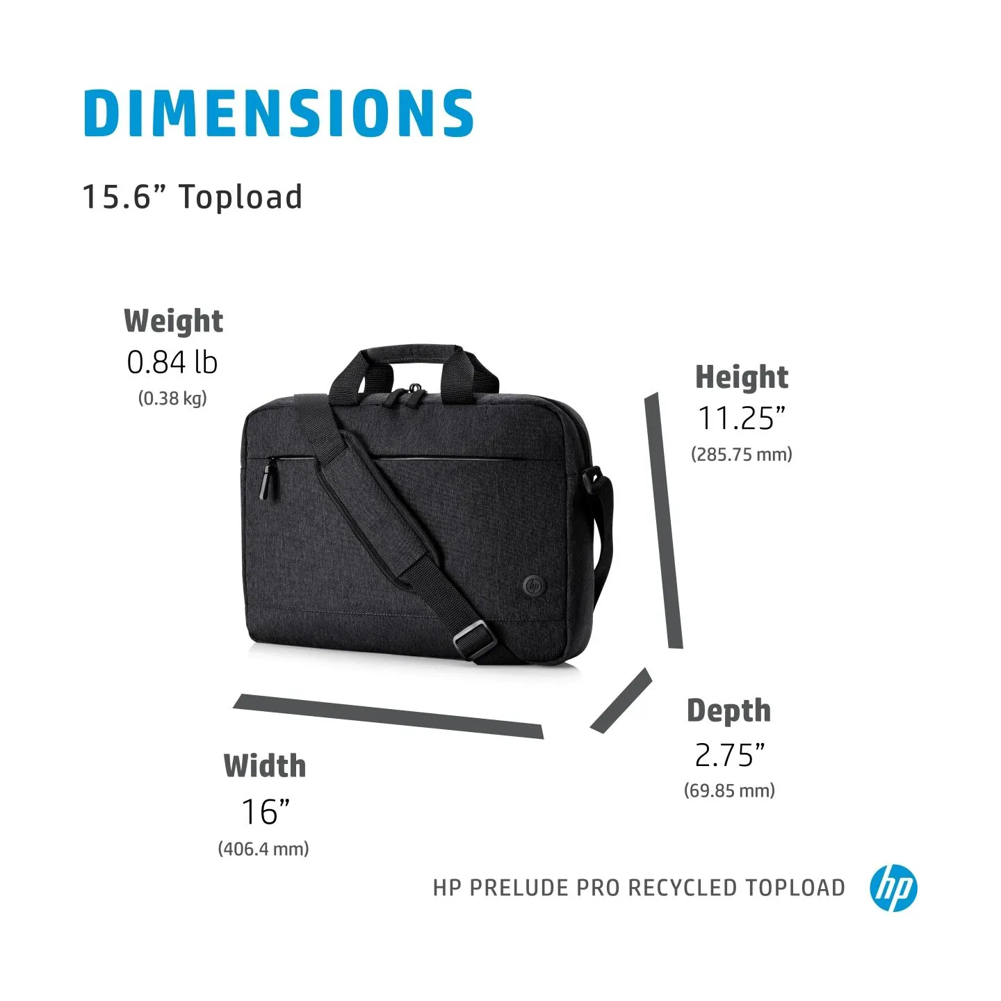 HP Prelude Pro 15.6 Recycled Top Load, Water Resistant, Cable pass-through - Dark Grey / 1X645AA