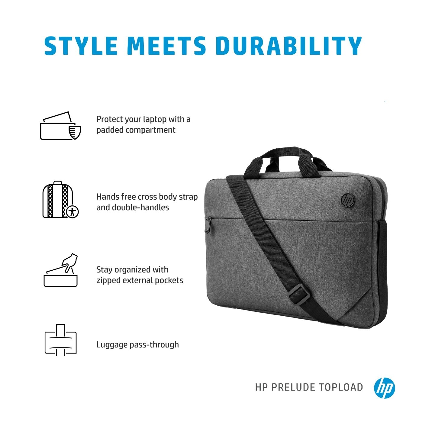 HP Prelude G2 15.6 Top Load, Water Resistant - Grey / 1E7D7AA