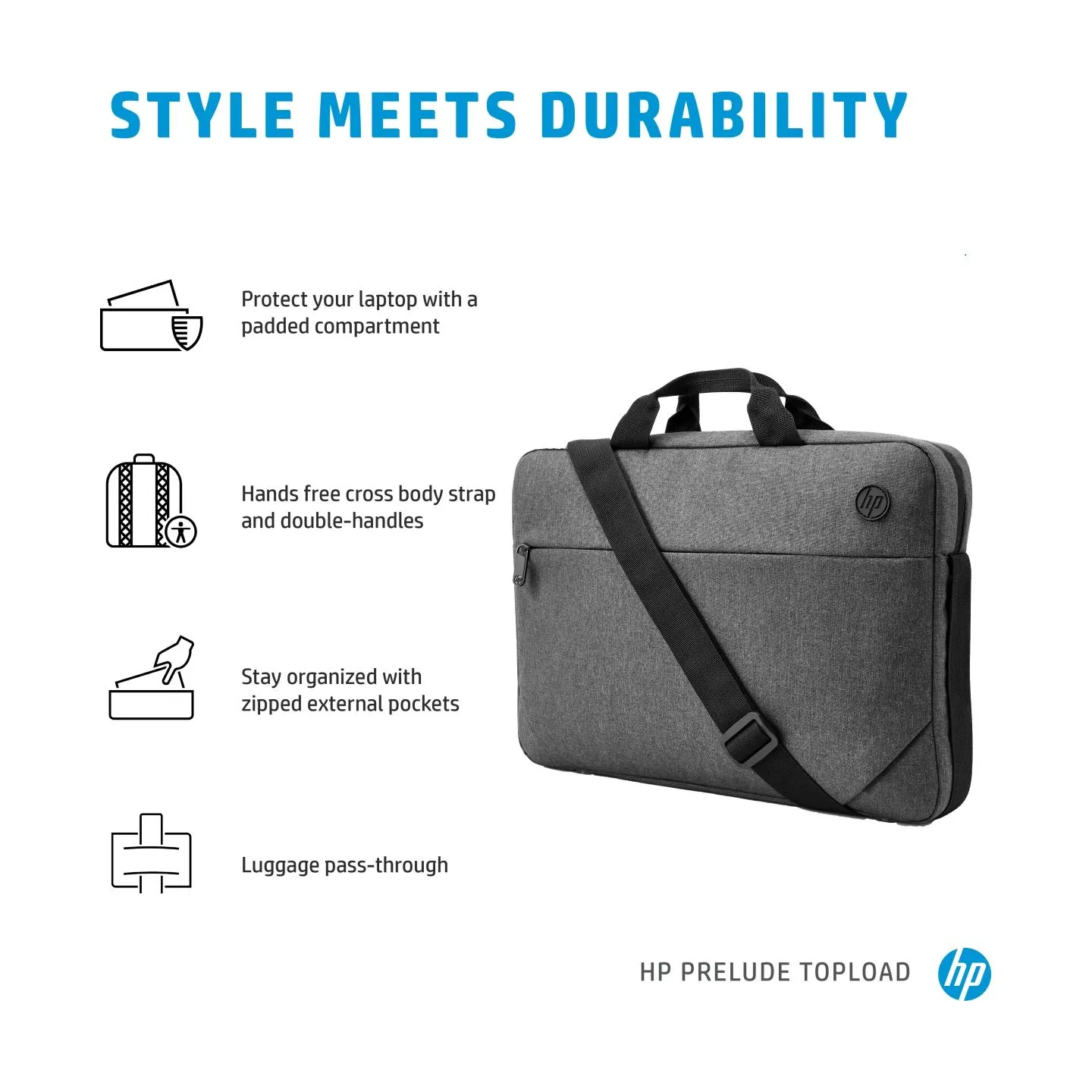 HP Prelude G2 15.6 Top Load, Water Resistant - Grey / 1E7D7AA
