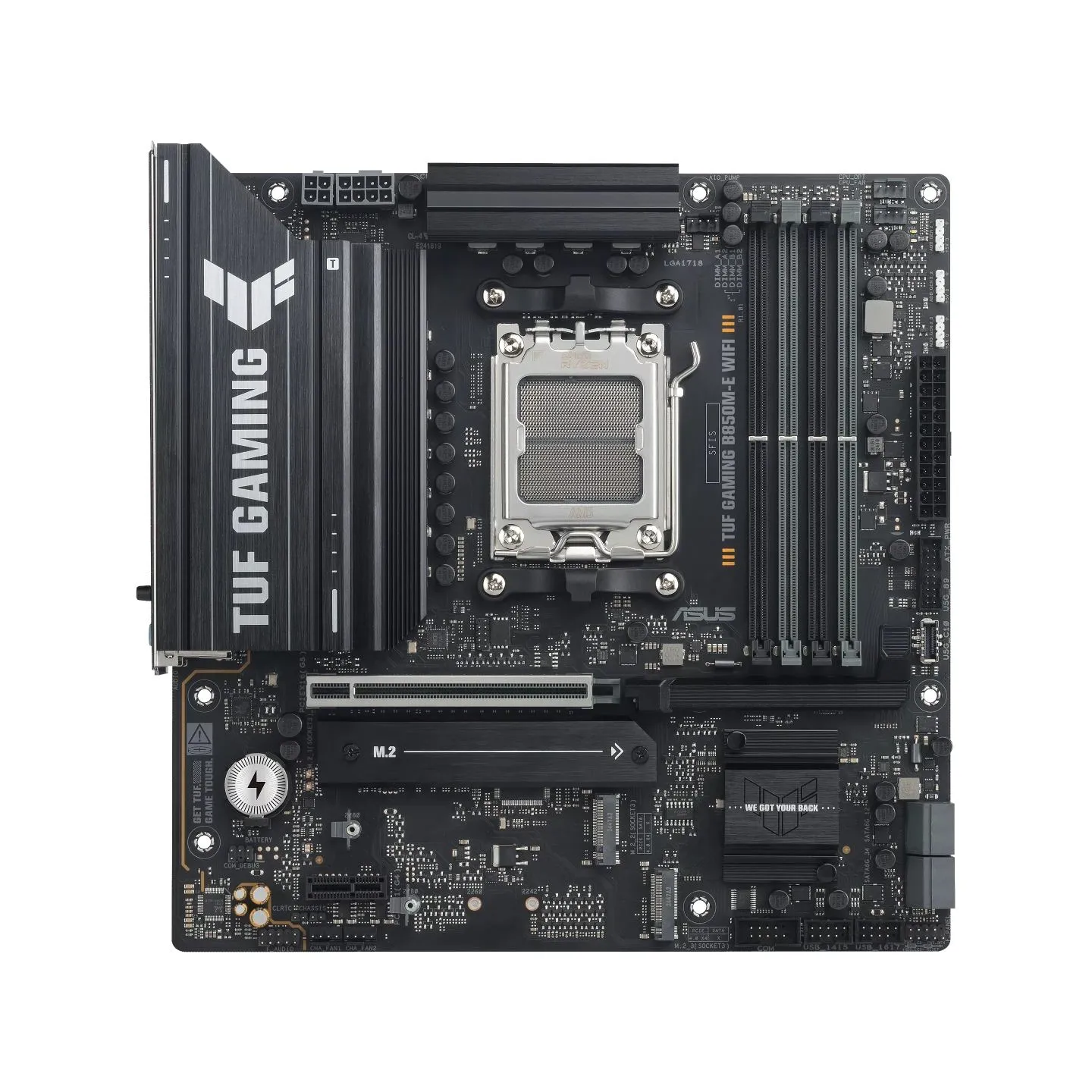 Asus TUF GAMING B850M-E WIFI | Processor family AMD | Processor socket AM5 | DDR5 | Supported hard disk drive interfaces SATA, M