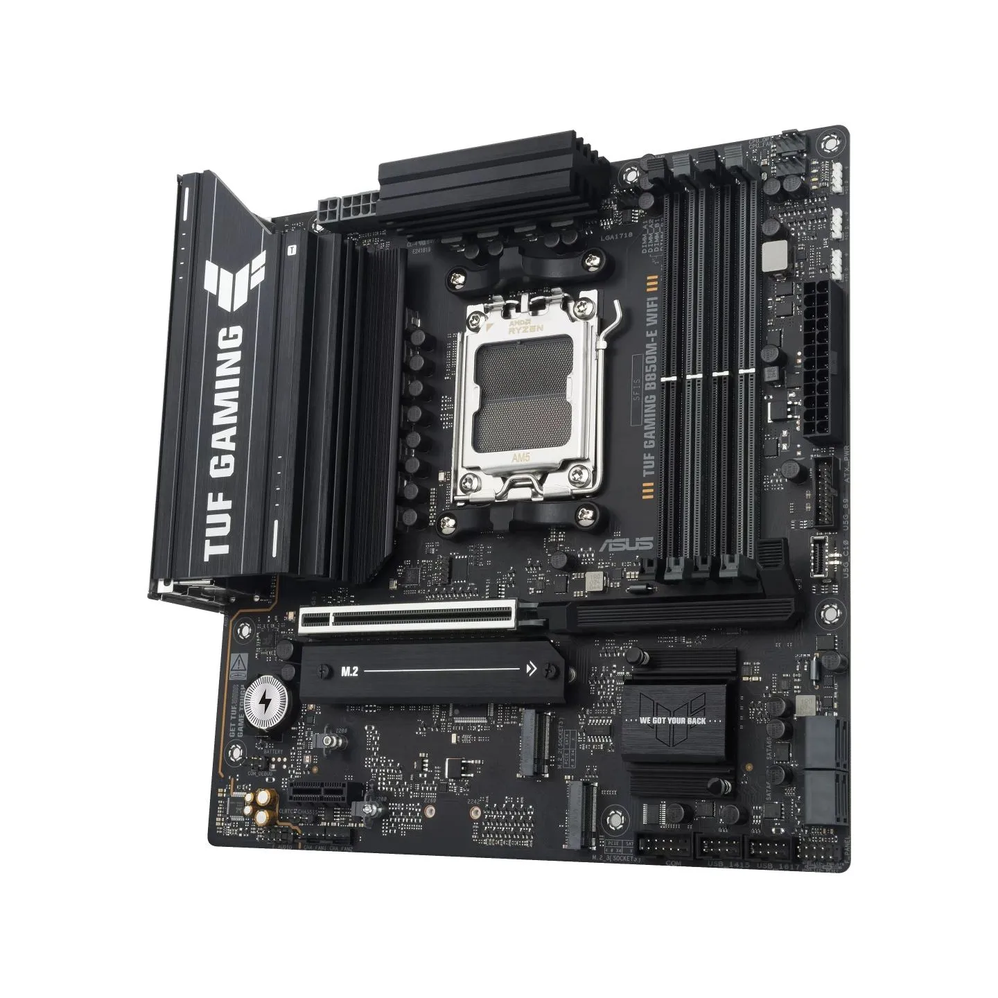 Asus TUF GAMING B850M-E WIFI | Processor family AMD | Processor socket AM5 | DDR5 | Supported hard disk drive interfaces SATA, M