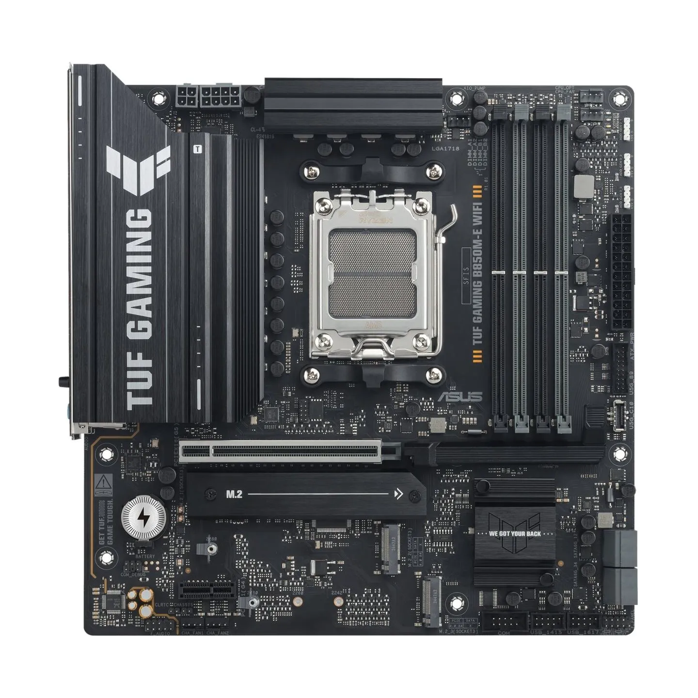 Asus TUF GAMING B850M-E WIFI | Processor family AMD | Processor socket AM5 | DDR5 | Supported hard disk drive interfaces SATA, M