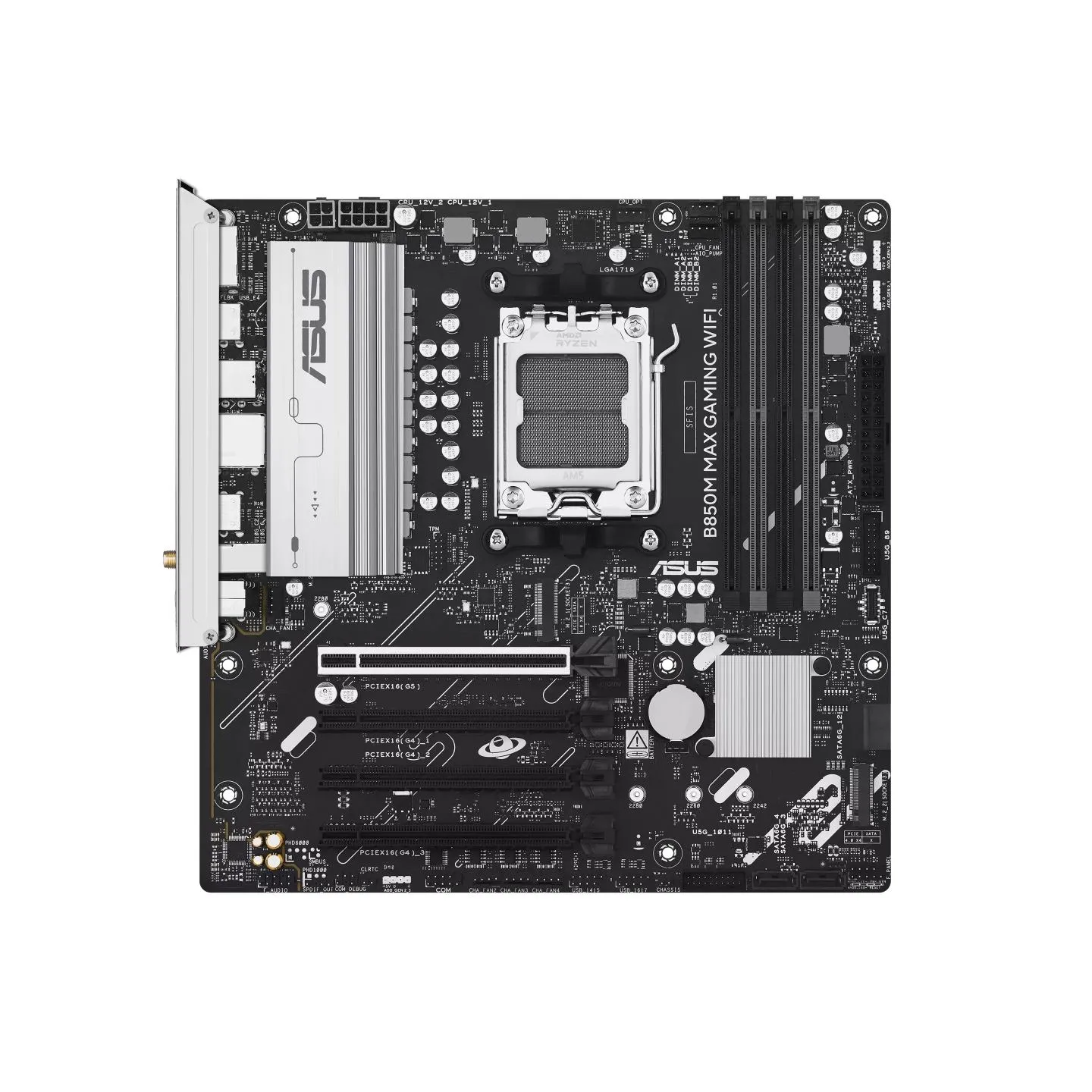 Asus B850M MAX GAMING WIFI | Processor family AMD | Processor socket AM5 | DDR5 | Supported hard disk drive interfaces SATA, M.2