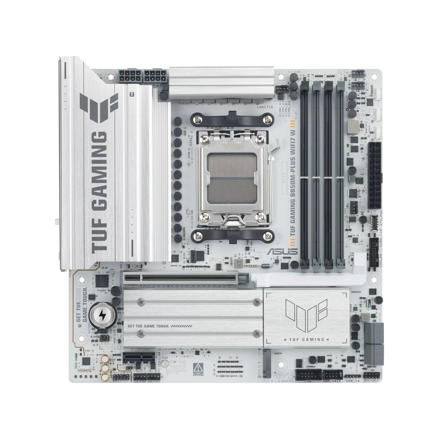 Asus TUF GAMING B850M-PLUS WIFI7 W | Processor family AMD | Processor socket AM5 | DDR5 | Supported hard disk drive interfaces S