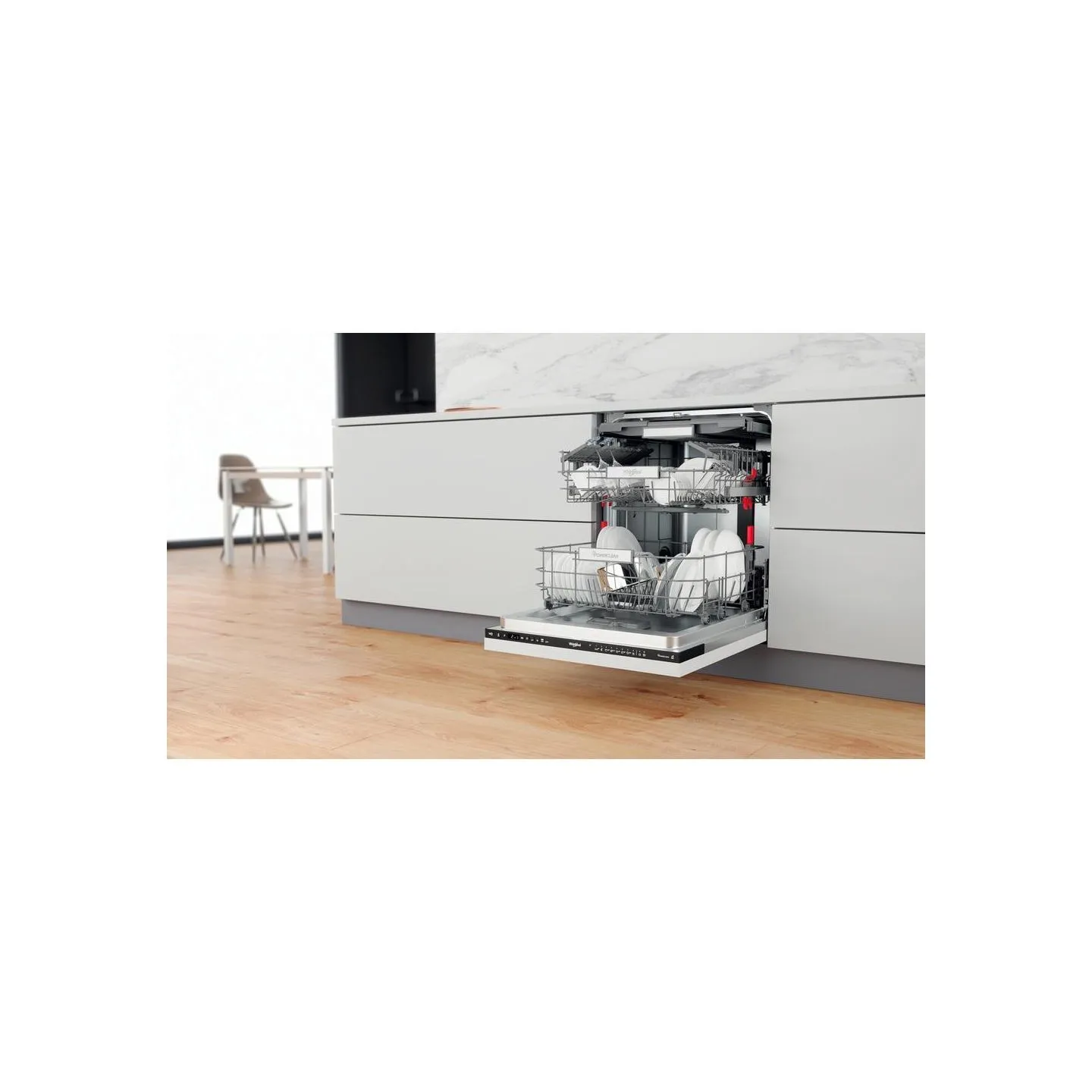 Whirlpool Built-In Dishwasher WIO 3P33 PL, Energy class D, Width 60 cm, Natural Dry, Third basket, 10 programs / WIO3P33PL