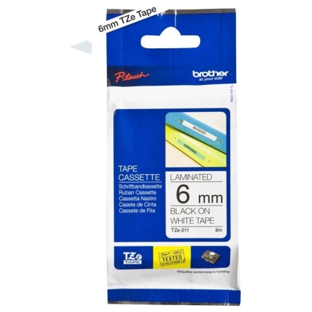 Brother TZE211 tape black/white 6mm 8m