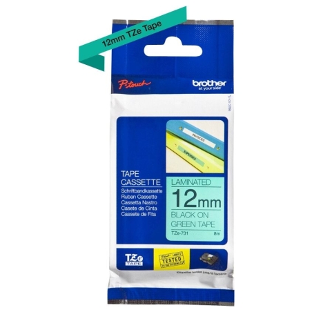 Brother TZE731 tape black/green 12mm 8m