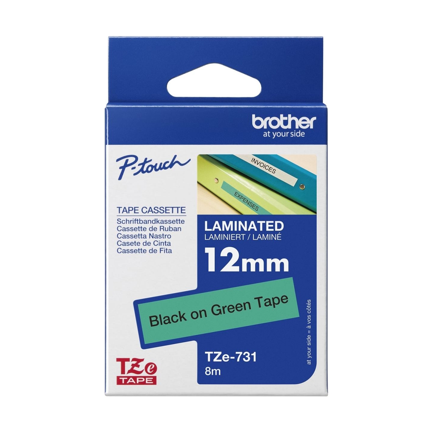 Brother TZE731 tape black/green 12mm 8m