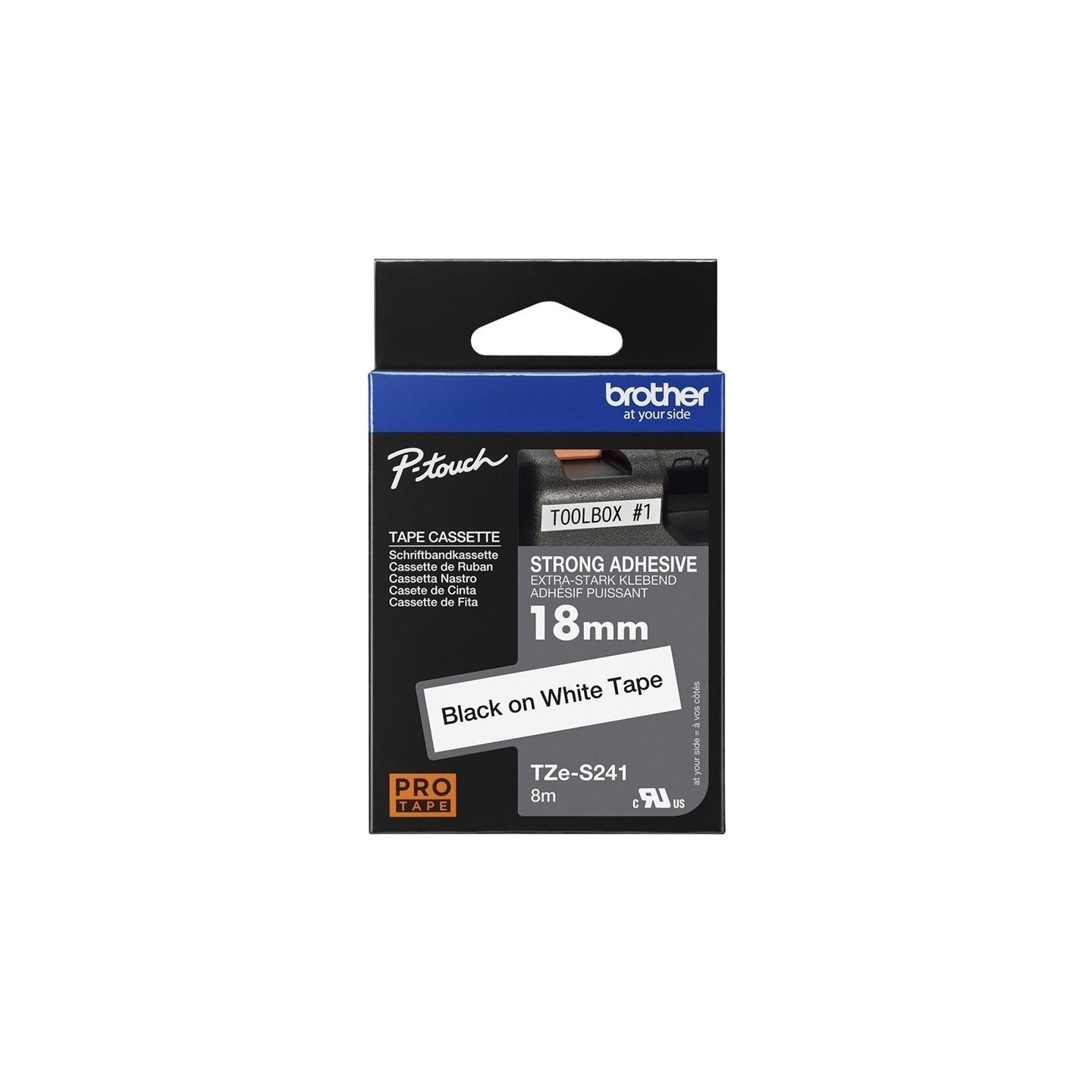 Brother TZES241 18 BLACK ON WHITE STR. A