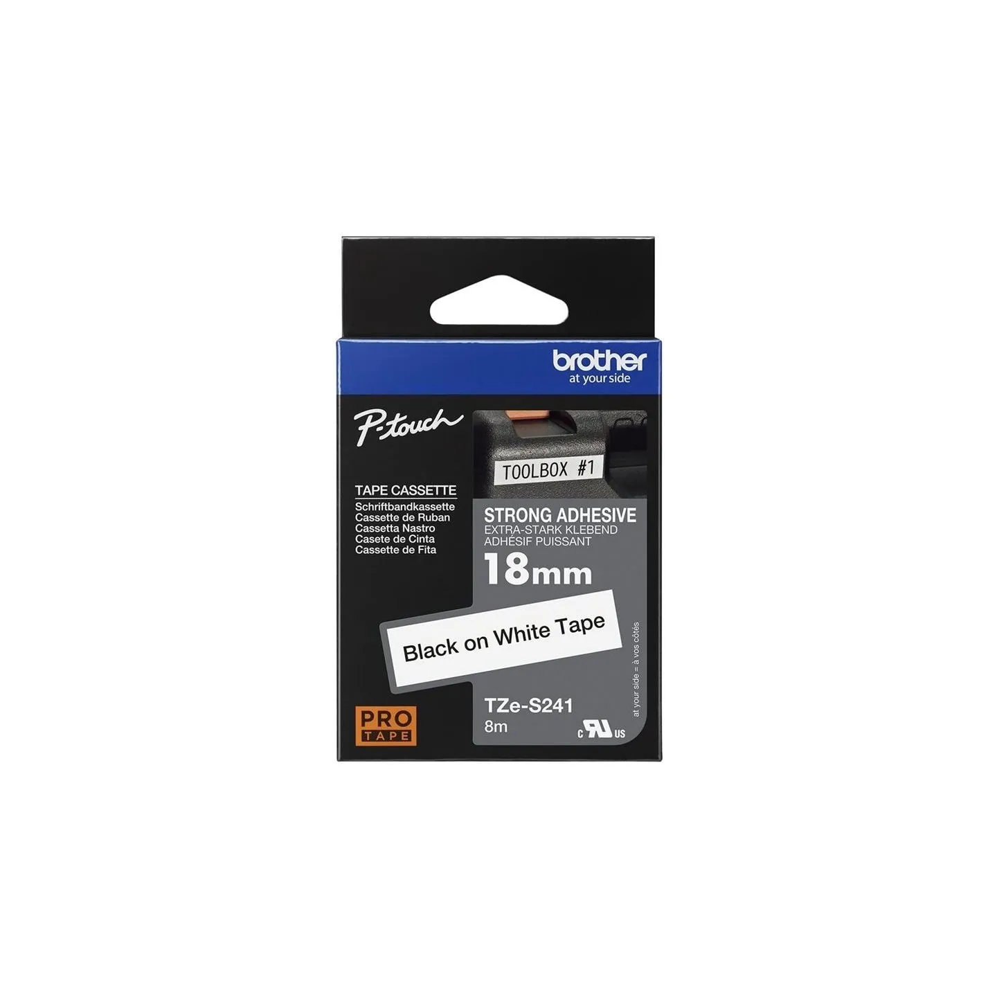 Brother TZES241 18 BLACK ON WHITE STR. A