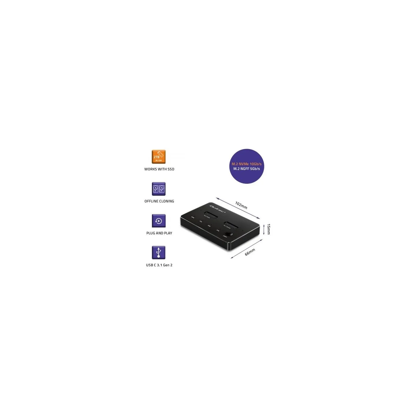 Qoltec 52274 M.2 SSD drive docking st