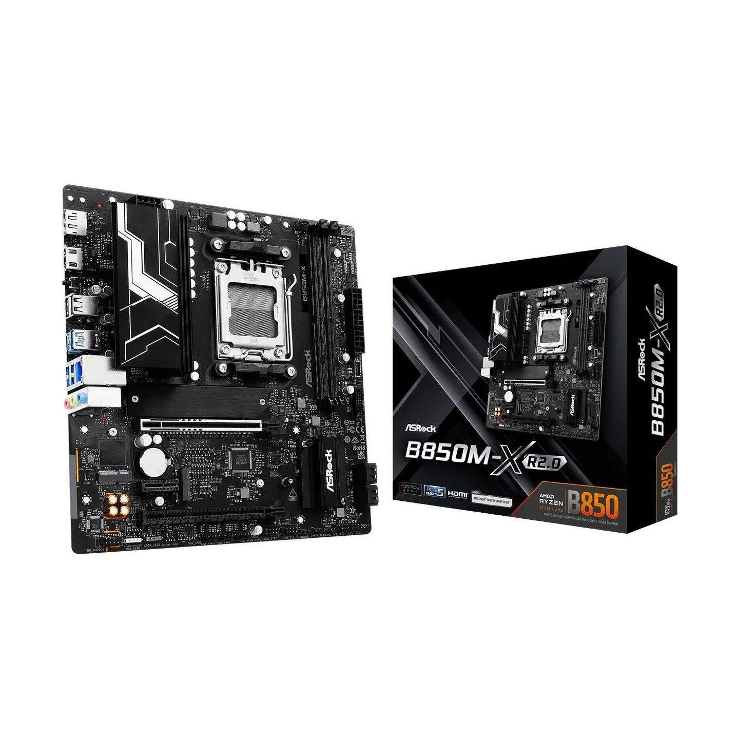 Asrock Mainboard|ASROCK|AMD B850|SAM5|Micro-ATX|Memory DDR5|Memory slots 2|B850M-XR2.0