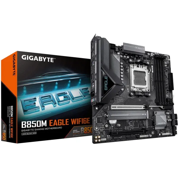 Gigabyte B850M EAGLE WF6E | Processor family AMD | Processor socket AM5 | DDR5 | Supported hard disk drive interfaces SATA, M.2