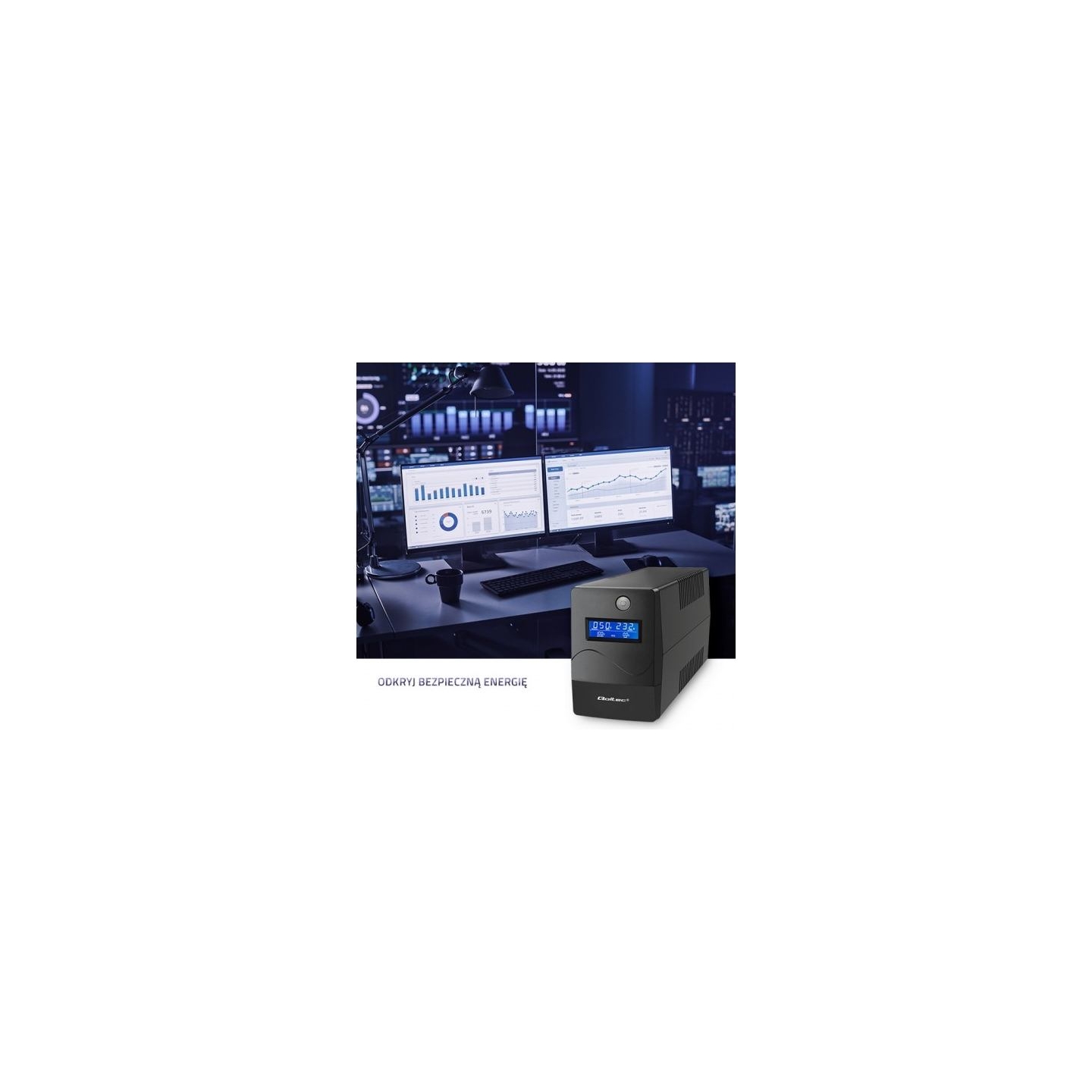 Qoltec 53979 UPS Monolith 850VA 480W LCD