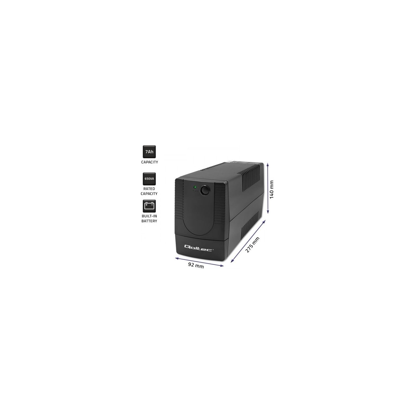 Qoltec 53772 UPS 650VA 360W