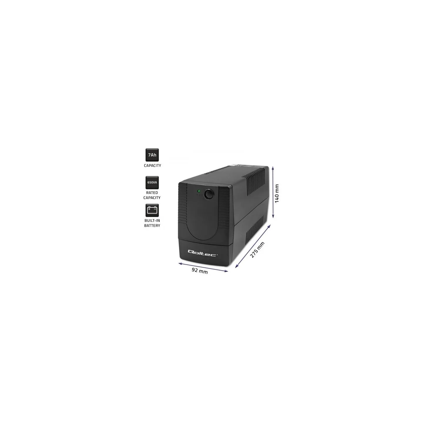 Qoltec 53772 UPS 650VA 360W