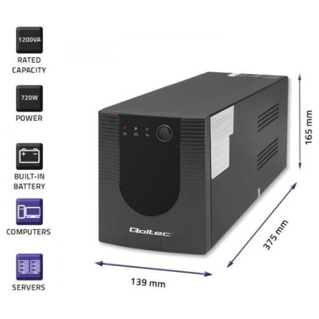 Qoltec 53775 UPS 1200VA 720W