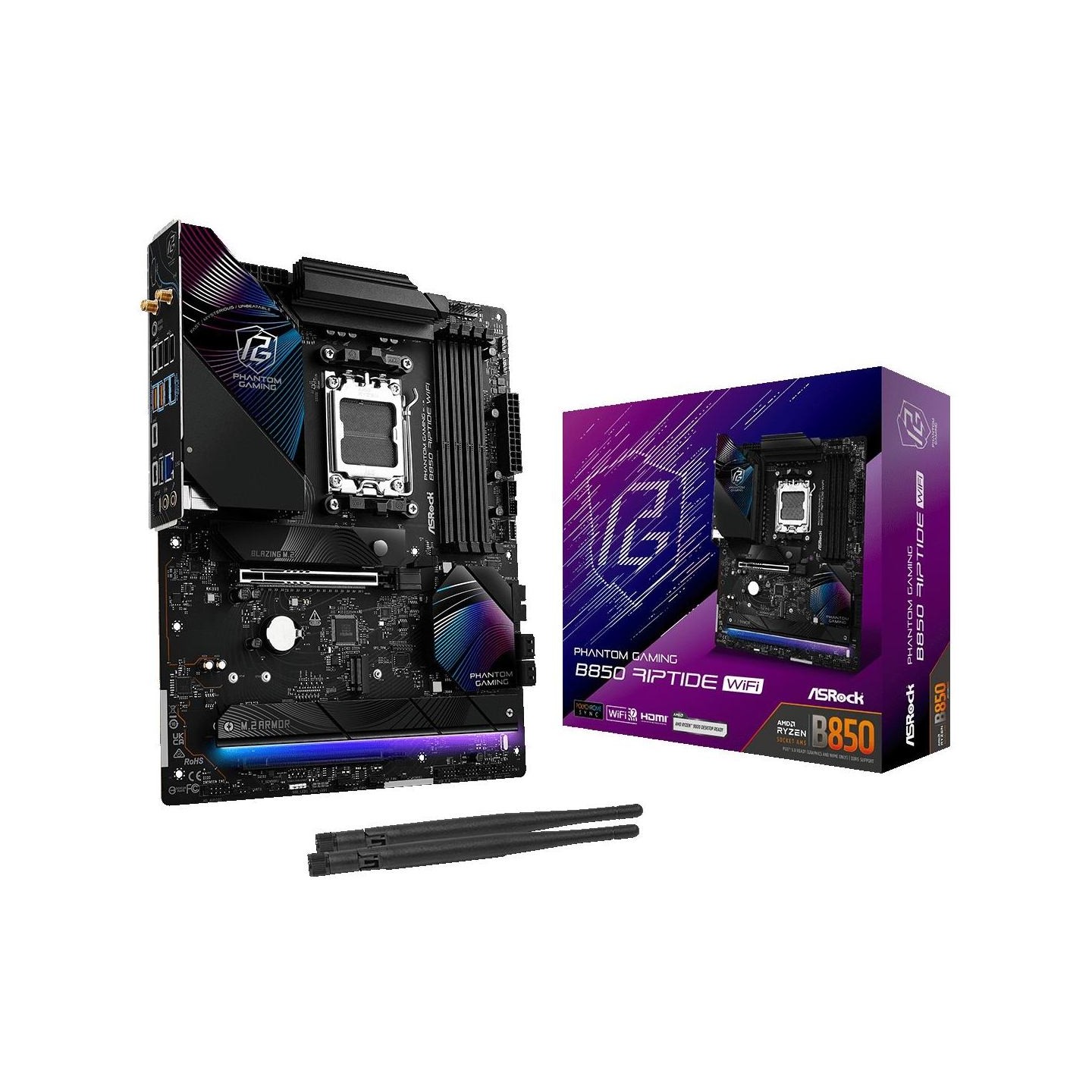 Asrock Motherboard B850 Phantom Gaming Rip tide WiFi AM5 4DDR5 ATX