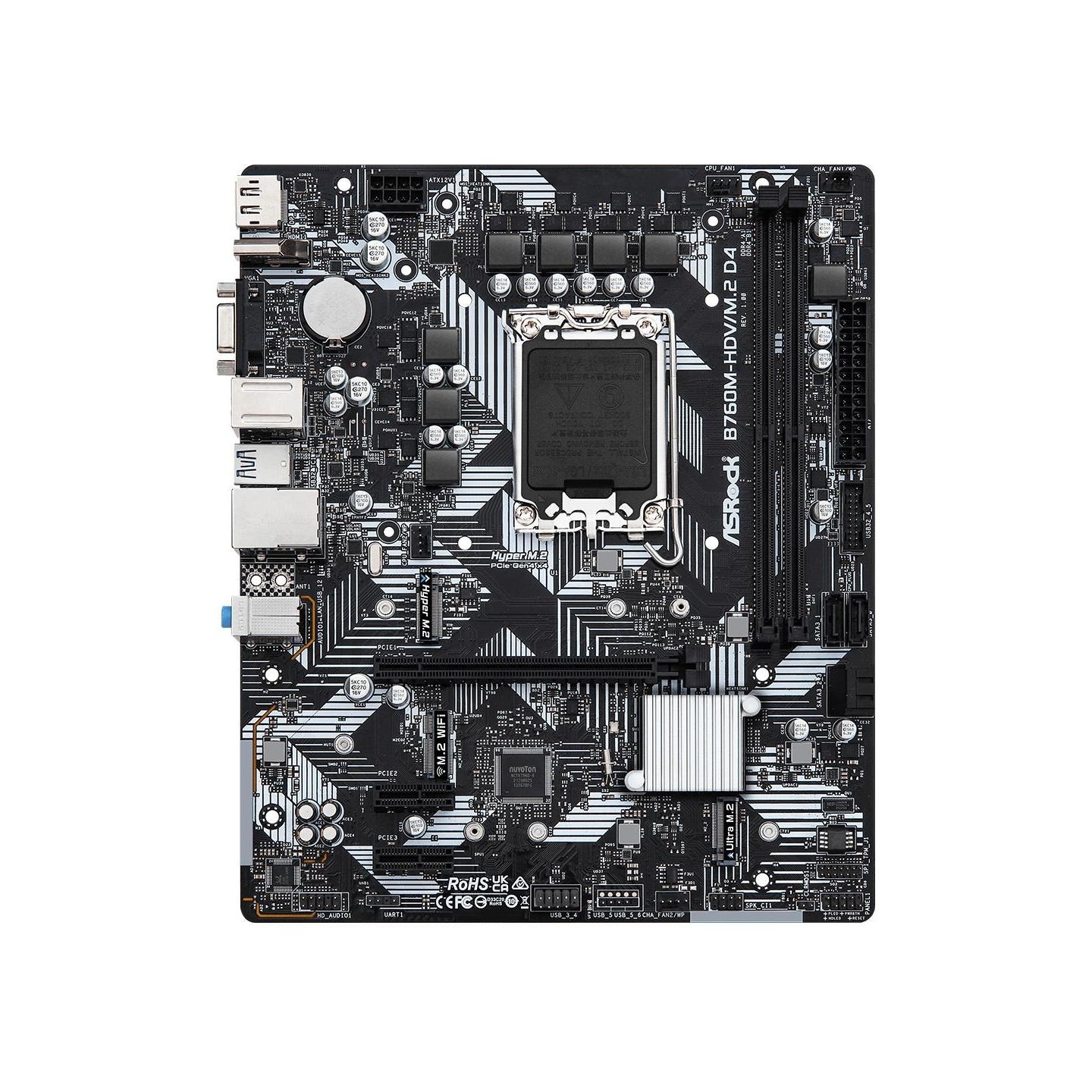 Asrock Mainboard|ASROCK|Intel B760 Express|LGA1700|Micro-ATX|Memory DDR4|Memory slots 2|2xPCI-Express 3.0 1x|1xPCI-Express 4.0 1