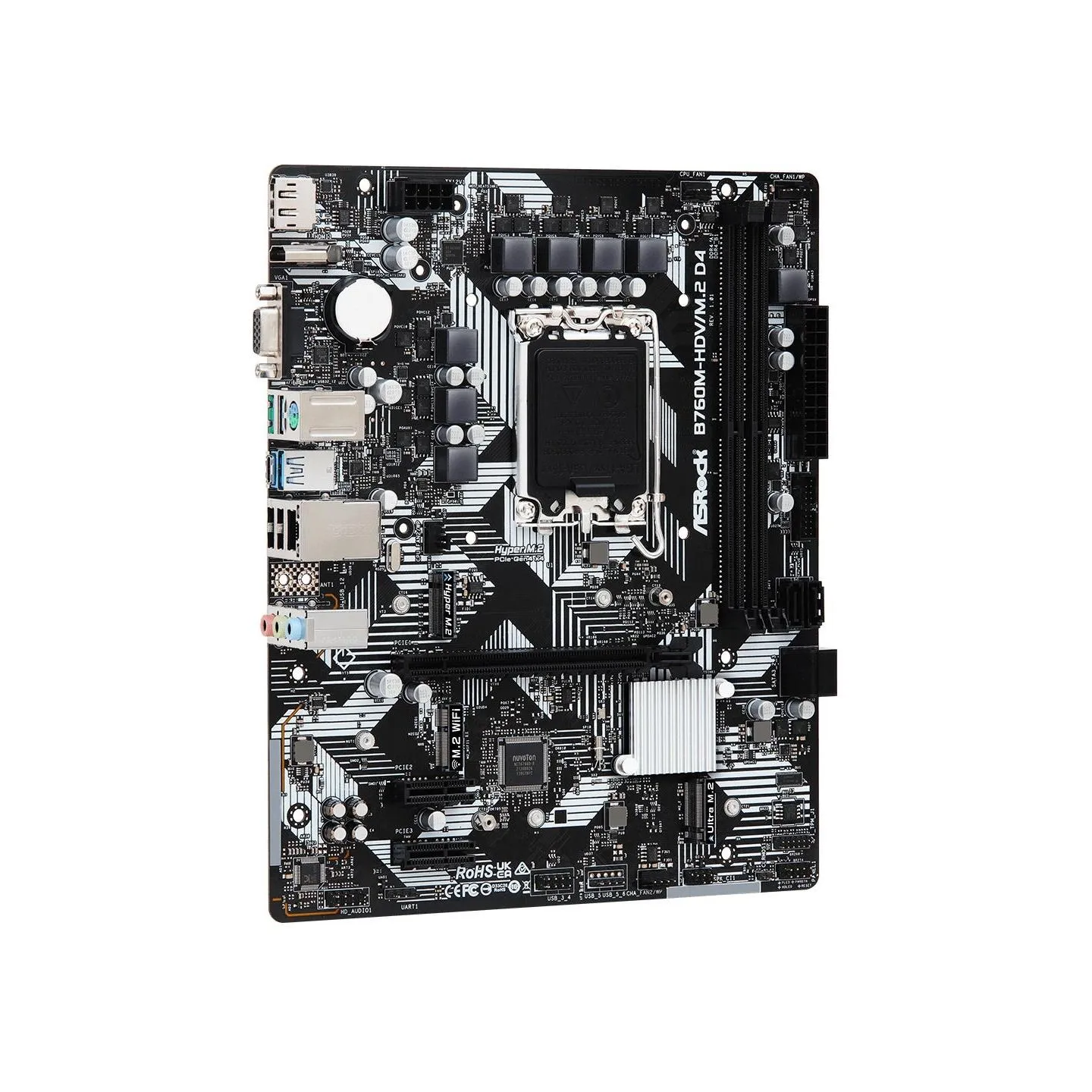 Asrock Mainboard|ASROCK|Intel B760 Express|LGA1700|Micro-ATX|Memory DDR4|Memory slots 2|2xPCI-Express 3.0 1x|1xPCI-Express 4.0 1