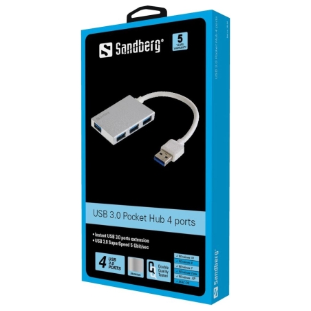 Sandberg 133-88 USB 3.0 Pocket Hub 4 Ports