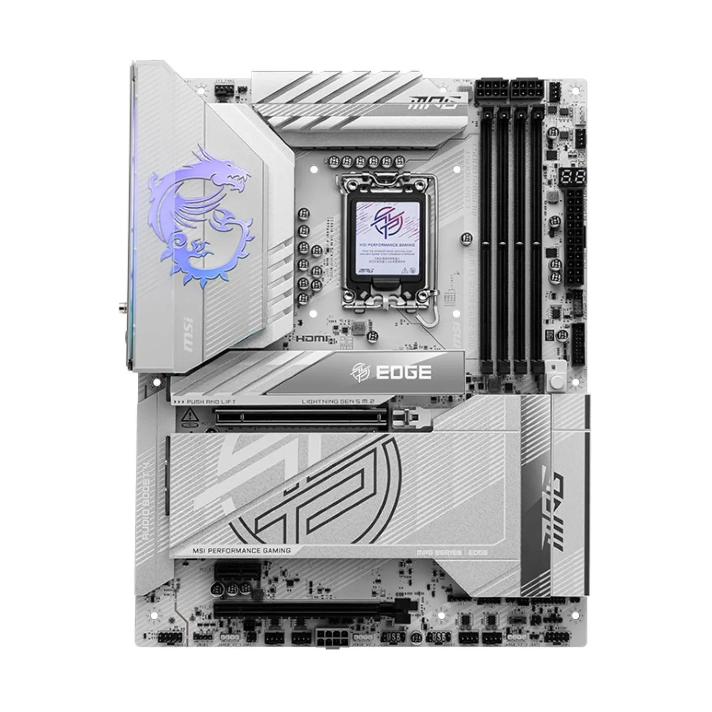 MSI MPG Z890 EDGE TI WIFI | Processor family Intel | Processor socket LGA1851 | Supported hard disk drive interfaces SATA, M.2 |