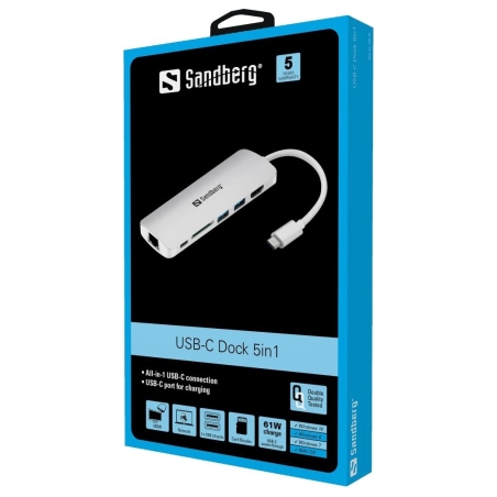 Sandberg USB-C Dock HDMI+LAN+SD+USB 61W