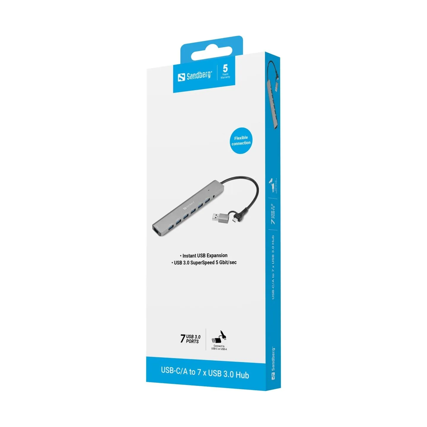 Sandberg 136-66 USB-C/A to 7 x USB 3.0 Hub