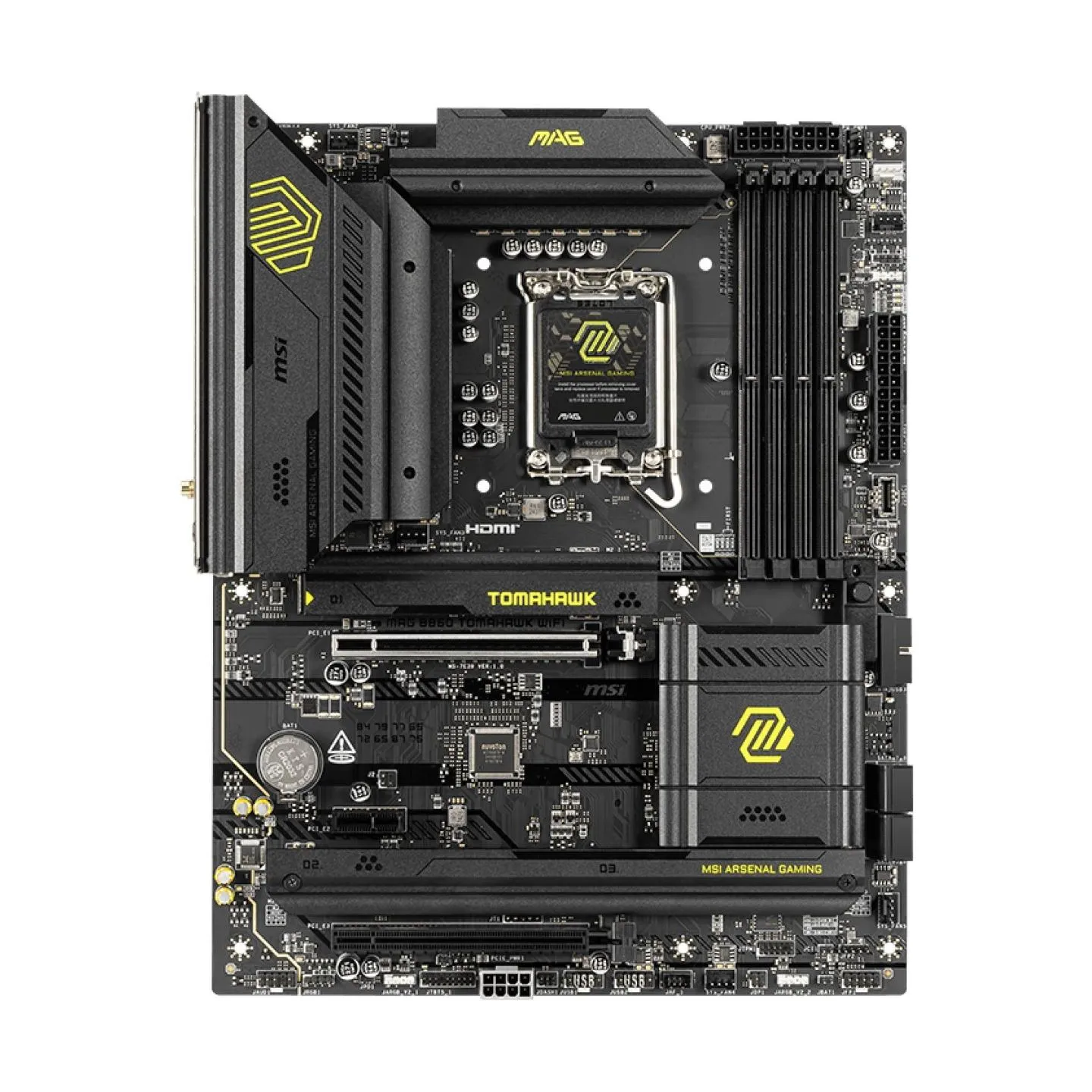 MSI MAG B860 TOMAHAWK WIFI | Processor family Intel | Processor socket LGA1851 | DDR5 | Supported hard disk drive interfaces SAT