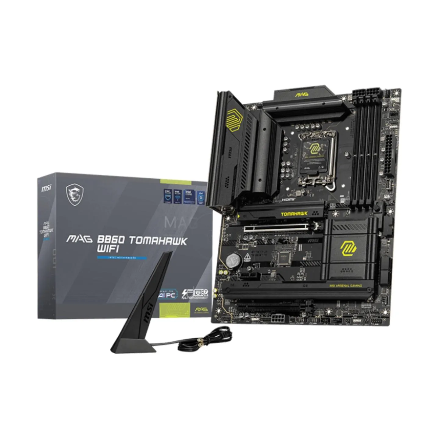MSI MAG B860 TOMAHAWK WIFI | Processor family Intel | Processor socket LGA1851 | DDR5 | Supported hard disk drive interfaces SAT
