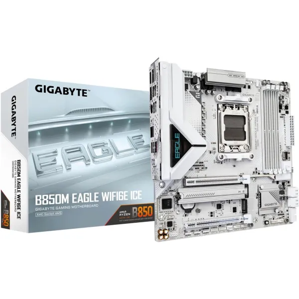 Gigabyte B850M EAGLE WF6E ICE | Processor family AMD | Processor socket AM5 | DDR5 | Supported hard disk drive interfaces SATA, 