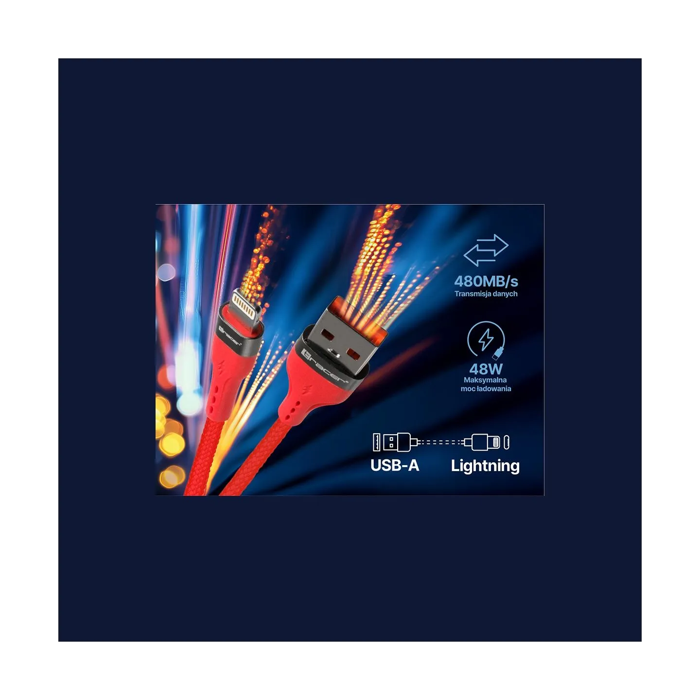 Tracer 47492 USB A - Lightning M/M 1m  Cable Red