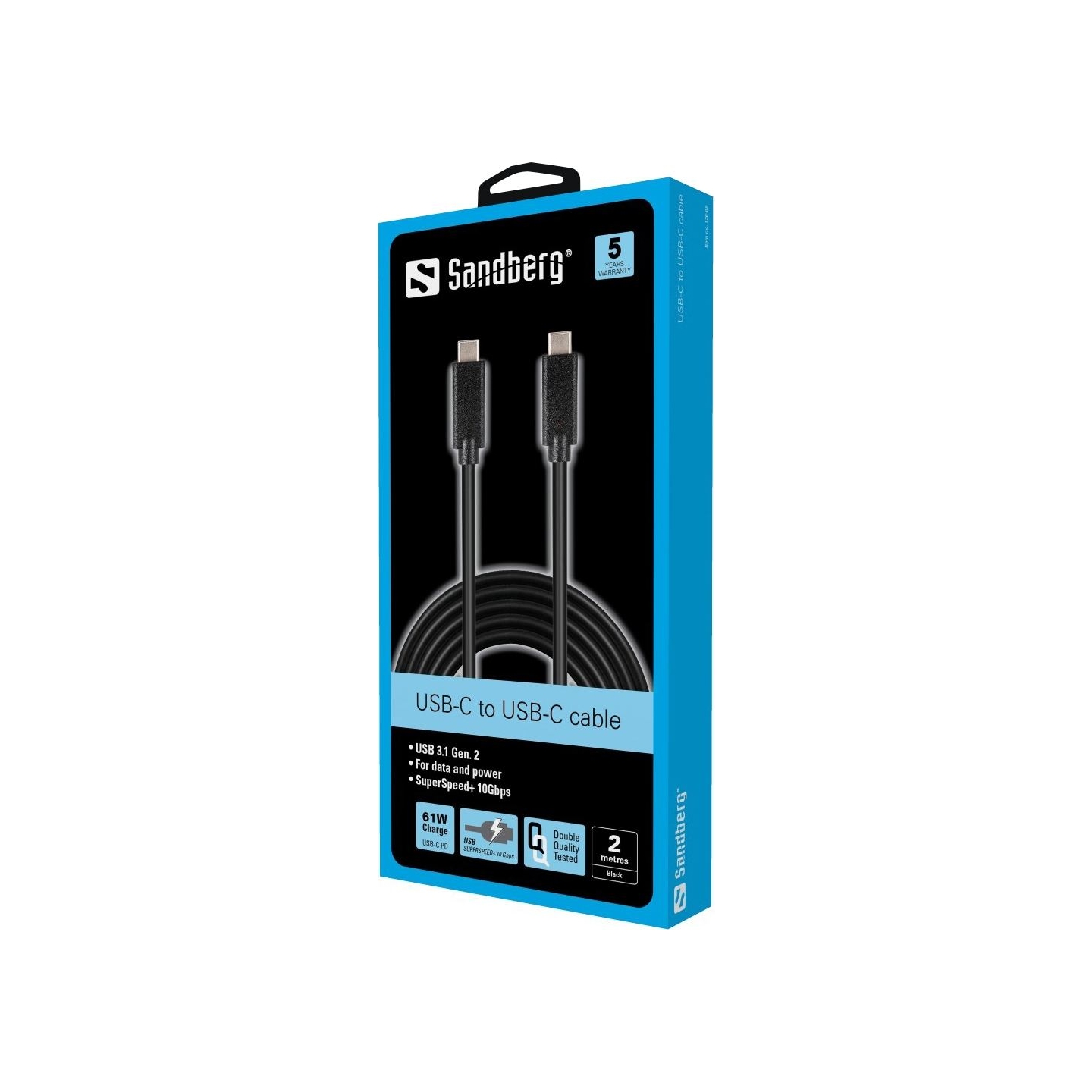 Sandberg 136-09 USB-C to USB-C 2m Black
