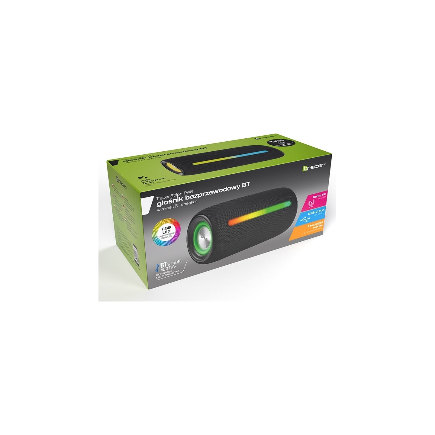 Tracer Speaker Stripe TWS Bluetooth RGB Black